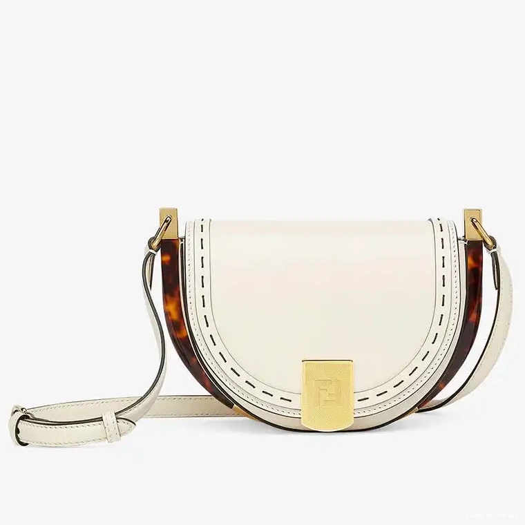 Affordable HOT Logo White Fendi Calf ROMA In Leather Moonlight Bag 0621